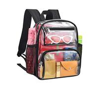 MAY TREE Clear Backpack Stadium Approved 12×12×6 with Breathable Shoulder Straps, Clear Mini Backpack for Girls and Boys, Black, Daypack Backpacks