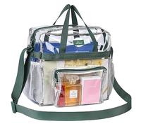 MAY TREE Clear Bag for Stadium Events 12×6×12 Clear Tote Lunch Bag with Reinforced Straps for Work and Sporting Events, Green, One Size, Stadium Approved