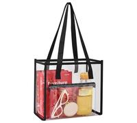 MAY TREE Clear Tote Bag, Stadium Approved + Clear Purse, Great for Sports Games, Work, Security Travel, Stadium Venues or Concert (Black)