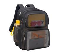 MAY TREE Mesh Backpack Heavy Duty Big Mesh Bag Large Capacity 19×9×14'' for Travel Beach Hiking Outdoor Sports with Paded Strap, Black-Plus-40L