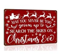 May You Never Be Too Grown Up Christmas Eve Metal Tin Sign Search the Skies Vintage Holiday Decor Christmas Decorations Retro Poster for Home Wall Art Winter Decoration Plaque 8x12 Inch