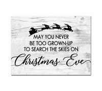 May You Never Be Too Grown Up to Search The Skies on Christmas Eve Wood Signs Wooden Sign Motivational Wall Art Rustic Wall Decorations for Living Room Kitchen Wall Hanger Retro Decoration Sign