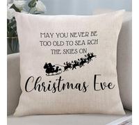 May You Never Be Too Old To Search The Skies On Christmas Eve Decorative Throw Pillow Covers 20x20 with Quote Saying Cotton Linen Cushion Cover Case for Bedroom Living Room Sofa Couch Home Decor