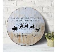 May You Never Be Too Old to Search The Skies On Christmas Eve Signs Round Metal Tin Signs Jesus Quote Metal Wall Art Wall Sign Wall Plaques Farmhouse Wall Decor for Bedroom Cafe Bar Office Garage