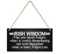 May You Never Forget What Is Worth Remembering Irish Wisdom Wooden Hanging Plaque Rustic Wall Decor For Bedroom Kitchen Garden Pub Coffee Club Vintage Home Ornament 5x10 in