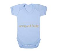 May Your Days be Merry and Bright Metallic Baby Grow Vest, 0-3 Months, Pastel Blue