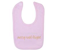 May Your Days be Merry and Bright Metallic Cotton Baby bib - Pastel Pink