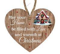 "May Your Home Be Filled with Love and Warmth at Christmas" Plaque - Festive Décor for Christmas Home Decoration, Gift for Holiday & Family and Friends (Small: 10 cm (H) × 9 cm (W))