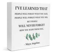 Maya Angelou Inspirational Quotes I've Learned That People Will Forget What You Said Wood Box Sign Decor Desk Sign For Home Office Shelf Table Decor Decorations 5x5 Inch