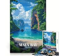Maya Bay, Thailand, Tropical Paradise Puzzles for Adults 1000 Puzzles Cognitive Boost Thick Material Family Bond Christmas Surprise (38x26cm)