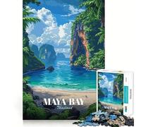 Maya Bay, Thailand, Tropical Paradise Puzzles for Adults 1000 Puzzles Cognitive Boost Thick Material Family Bond Christmas Surprise (38x26cm)