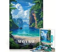 Maya Bay, Thailand, Tropical Paradise Teenagers 1000 Piece Jigsaw Puzzle Recall Enhancer Indoor Play Pattern Build Room Art (50x75cm)