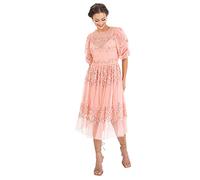 Maya Deluxe A-Line Dress, Women's Midi, Sequin Embellished, Size 16 UK, Apricot Blush