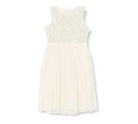 Maya Deluxe Girl's Midi Dress Sequins Embellished Party Tutu Bridesmaids Wedding with Belt Bow, Ivory, 7 Years