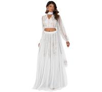 Maya Deluxe Indian Traditional Dress for Women Outfit Lengha Choli Lehenga Saree Skirt and Top Dupatta Coord Set for Wedding Guest Grey Gold Seqiuns Sequins Size 12