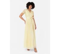 Maya Deluxe Women's Belted Stripe Embellished Maxi Dress in Yellow | Size: 10 Maya Deluxe Yellow 10