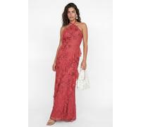 Maya Deluxe Women's Embellished Halter Neck Lace Maxi Dress in Red | Size: 14 Maya Deluxe Red 14