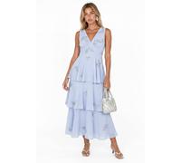Maya Deluxe Women's Embellished Tiered Midaxi Dress in Light Blue | Size: 12 Maya Deluxe Light Blue 12