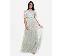 Maya Deluxe Women's Embroidered High Neck Maxi Dress in Mint | Size: 8 Maya Deluxe Mint 8