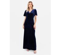 Maya Deluxe Women's Faux Wrap Velvet Maxi Dress in Navy | Size: 8 Maya Deluxe Navy 8