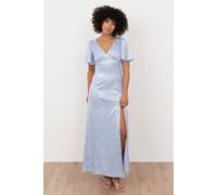 Maya Deluxe Women's Floral Jacquard Satin Maxi Dress in Light Blue | Size: 14 Maya Deluxe Light Blue 14