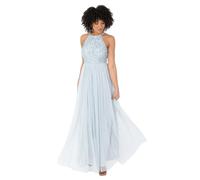 Maya Deluxe Women's Ladies Bridesmaid Maxi Dress Halter Neck Sequin Embellished Prom Graduation Wedding, Ice Blue, 18