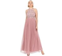 Maya Deluxe Women's Ladies Bridesmaid Maxi Dress Halter Neck Sequin Embellished Prom Graduation Wedding, Vintage Rose, 16
