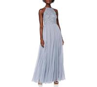 Maya Deluxe Women's Ladies Bridesmaid Maxi Dress Halter Neck Sequin Embellished Prom Graduation Wedding, Dusty Blue, 20