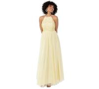 Maya Deluxe Women's Ladies Bridesmaid Maxi Dress Halter Neck Sequin Embellished Prom Graduation Wedding, Lemon, 28