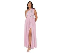 Maya Deluxe Women's Ladies Maxi Dress One Shoulder Sleeveless Sequin Embellished Floral Tulle A-line for Occasion Prom Ball Gown Cherry Blossom 26