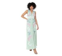 Maya Deluxe Women's Ladies Maxi Dress V-Neckline Sleeveless Floral Sequin Embellished Button Front Slit for Wedding Guest Occasion Mint Green 10
