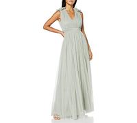 Maya Deluxe Women's Ladies Maxi Dress with Ruffle V Neck Sleeveless High Empire Waist Long for Prom Guest Wedding Bridesmaid, Green Lily, 8