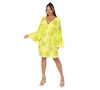 Maya Deluxe Women's Ladies Midi Dress Cape Sleeve Plunge V-Neck Knee-Length Floral Embellished A-line for Wedding Guest Occasion Lime Green 14