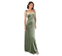 Maya Deluxe Women's Long Velvet Maxi Dress Ladies A-line Flowy Wedding Guest Bridesmaid Evening Occasion Prom Formal Party Ball Gown, Moss Green-Tie Back, 16
