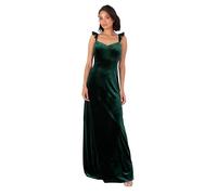 Maya Deluxe Women's Long Velvet Maxi Dress Ladies A-line Flowy Wedding Guest Bridesmaid Evening Occasion Prom Formal Party Ball Gown, Emerald Green-Tie Back, 6