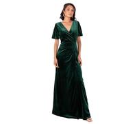 Maya Deluxe Women's Long Velvet Maxi Dress Ladies A-Line Flowy Wedding Guest Bridesmaid Evening Occasion Prom Formal Party Ball Gown Dress, Emerald Green/Wrap, 16, Women's