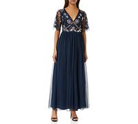 Maya Deluxe Embellished Spot Mesh Maxi Dress, Navy