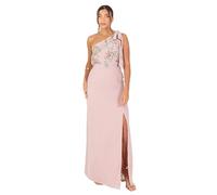 Maya Deluxe Women's Maxi Dress Ladies One Shoulder Sleeveless Floral Embellished Side Split A-line Bridesmaid Wedding Guest Prom, Frosted Pink 8