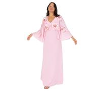 Maya Deluxe Women's Maxi Dress Ladies V-Neck Long Cape Sleeve Floral Sequin Embellished A-line for Wedding Guest Evening Occasion, Cherry Blossom, 24