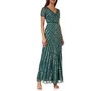 Maya Deluxe Women's Maxi Ladies Embellished Sequin Dress Long Short Sleeve V Neck High Empire Waist A Cut Shiny Prom Wedding Bridesmaid, Emerald Green, 24