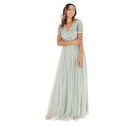 Maya Deluxe Women's Maya Green Lily V Neckline Embellished Maxi Dress Bridesmaid, 6