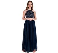 Maya Deluxe Women's Maya Navy Embellished Halter Neck Maxi Dress Bridesmaid, 12
