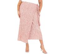Maya Deluxe Women's Midi Skirt Long Wrap All-Over Sequin Embellished Tie Belt Occasion Evening Party Wedding Guest, Blush Pink 16