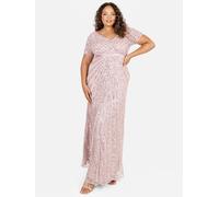 Maya Deluxe Women's Short Sleeve Stripe Embellished Maxi Dress in Light Pink | Size: 28 Maya Deluxe Light Pink 28