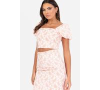 Maya Deluxe Women's Square Neck Puff Sleeve Crop Top in White | Size: 10 Maya Deluxe White 10