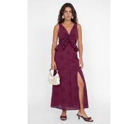 Maya Deluxe Women's Twist Front Broderie Midaxi Dress in Dark Pink | Size: 6 Maya Deluxe Dark Pink 6