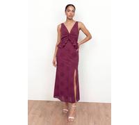 Maya Deluxe Women's Twist Front Broderie Midaxi Dress in Dark Pink | Size: 8 Maya Deluxe Dark Pink 8