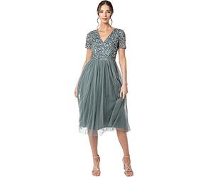 Maya Deluxe Women's V-Neck midi, Decorated Bridesmaid Dress