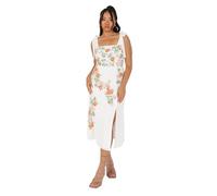 Maya Deluxe Women's Women's Ladies Midi Dress Square Neck Sleeveless Tie Shoulder Floral Embellished Slit Split for Wedding Guest Occasion Special Occasion Dress (Pack of 1)