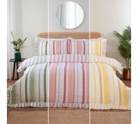 Rapport Home Maya Stripe Polycotton Reversible Duvet Cover Set With Pillowcase King Yellow